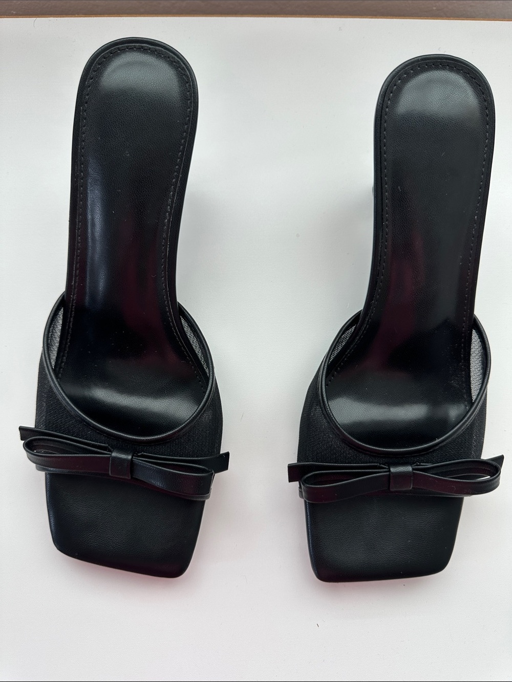 Black Mesh Slip-On Heels Size 9 - Picture 5 of 7